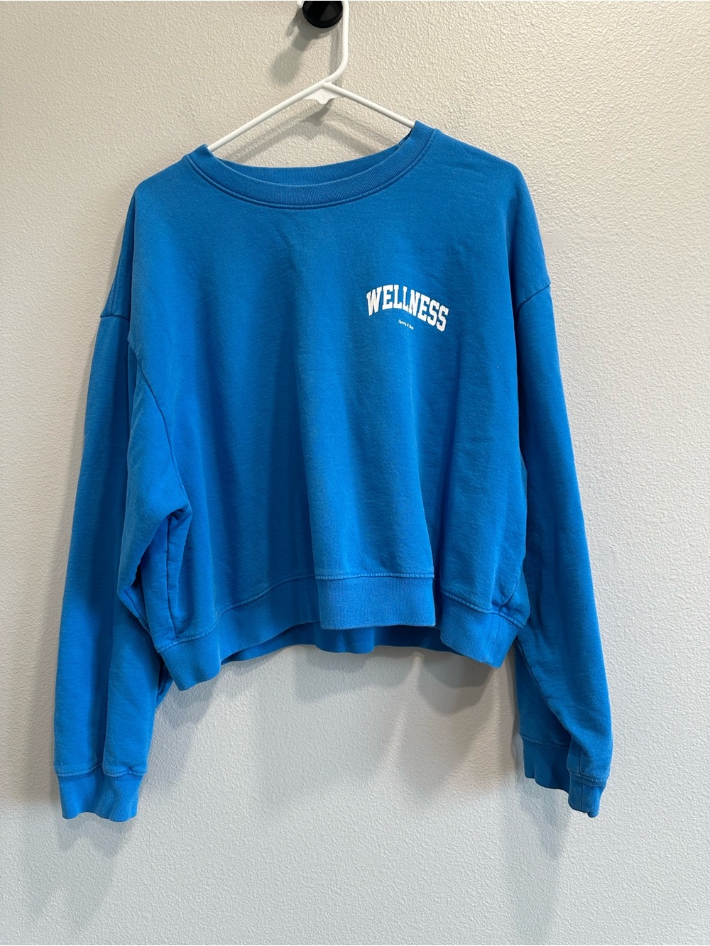 Wellness Sporty & Rich XL Blue Cropped Crewneck Sweatshirt